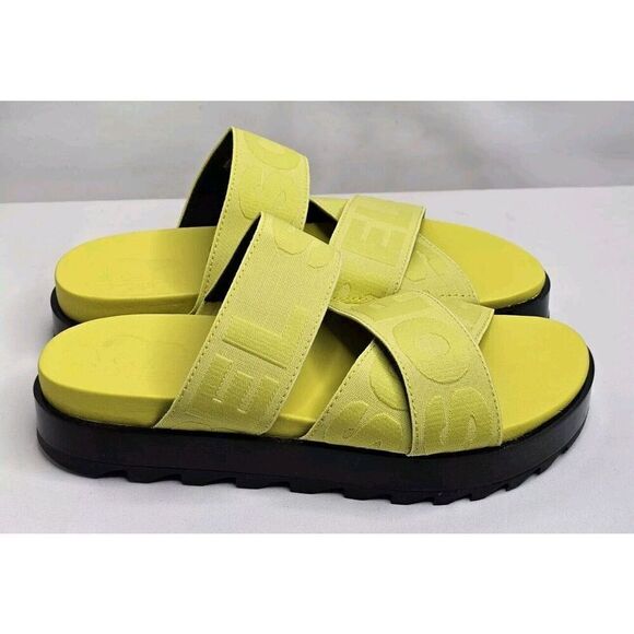 Sorel Roaming Sport Slides Neon Yellow Platform Sandals Size 7.5 - Picture 2 of 8